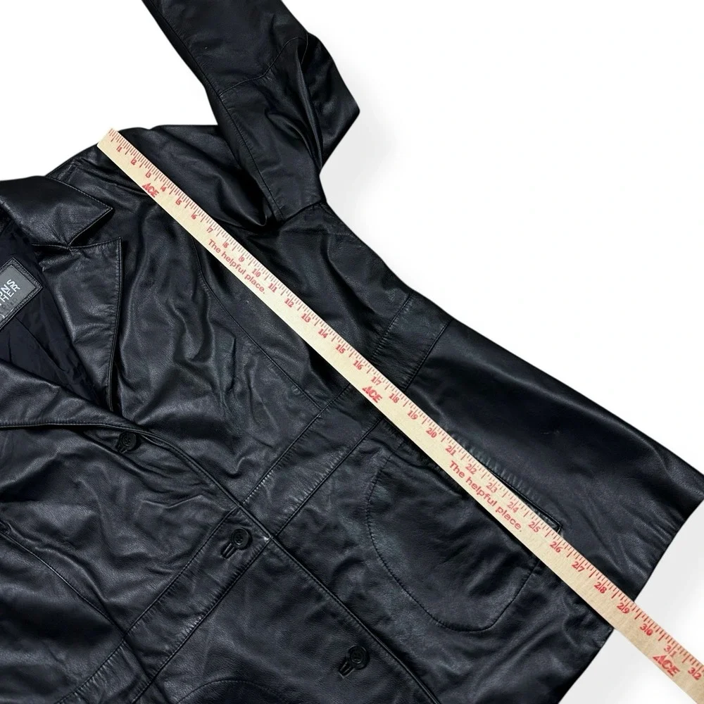 Vintage WILSONS Genuine Soft Leather Jacket Women's Size‎ 3XL Button Coat Black